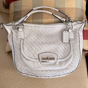 Coach Kristin Woven Leather Round Hobo Satchel